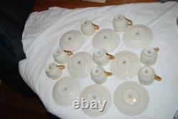 Tiffany & Co Lenox Set of 8 demitasse espresso cups and saucers, ivory & gold