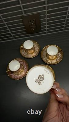 Tiffany & Co. Minton Demitasse Cup Saucer Set Of 4 Rare Antique Table Ware