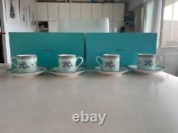 Tiffany & Co. Morning Glory Demitasse Cup Saucer 4 Set