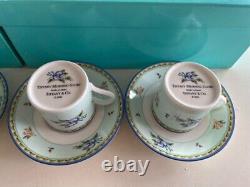 Tiffany & Co. Morning Glory Demitasse Cup Saucer 4 Set