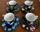 Tiffany & Co. Mrs. Delany's Flowers Flat Demitasse Cups & Saucers Set Of 4