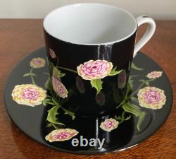 Tiffany & Co. Mrs. Delany's Flowers Flat Demitasse Cups & Saucers Set of 4