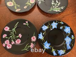 Tiffany & Co. Mrs. Delany's Flowers Flat Demitasse Cups & Saucers Set of 4