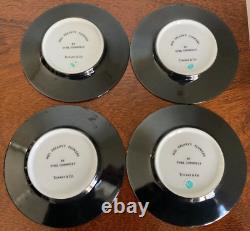 Tiffany & Co. Mrs. Delany's Flowers Flat Demitasse Cups & Saucers Set of 4