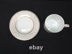 Tiffany & Co Porcelain Gold Lattice Demitasse Cups & Saucers In Orig Box 6 Sets