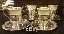 Tiffany & Co. Sterling Silver Demitasse Cups & Saucers