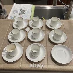 Tiffany & Co. TIC10 Bone China Demitasse Espresso Cups and Saucers Set of 8