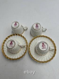 Tiffany & Co Wedgwood Bone China Demitasse Cups 4 & Saucers 2 Gold