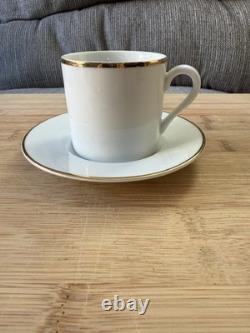 Tiffany & Co, White with Gold Trim Demitasse Cups with Saucers Set of 7