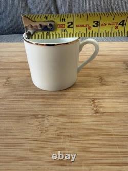 Tiffany & Co, White with Gold Trim Demitasse Cups with Saucers Set of 7