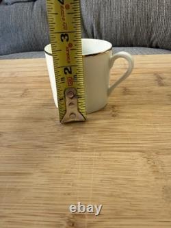 Tiffany & Co, White with Gold Trim Demitasse Cups with Saucers Set of 7