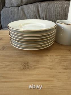 Tiffany & Co, White with Gold Trim Demitasse Cups with Saucers Set of 7