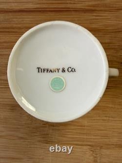 Tiffany & Co, White with Gold Trim Demitasse Cups with Saucers Set of 7