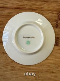Tiffany & Co, White with Gold Trim Demitasse Cups with Saucers Set of 7