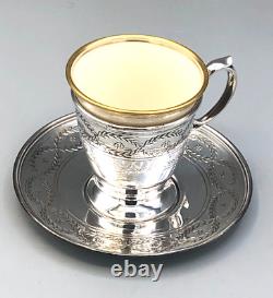 Tiffany & Company Sterling Silver set of 6 Demitasse Cups and Saucers with Liner