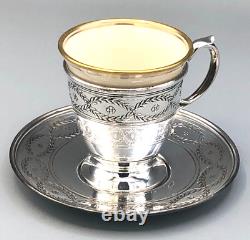 Tiffany & Company Sterling Silver set of 6 Demitasse Cups and Saucers with Liner