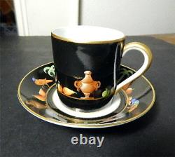 Tiffany Private Stock, Le Tallec, BLACK SHOULDER Demitasse Cup & Saucer(s)