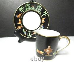 Tiffany Private Stock, Le Tallec, BLACK SHOULDER Demitasse Cup & Saucer(s)