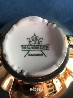 Tirschenreuth Bavaria Demitasse Set Service For 6 Gold Over Porcelain