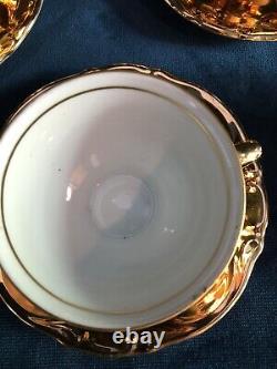 Tirschenreuth Bavaria Demitasse Set Service For 6 Gold Over Porcelain