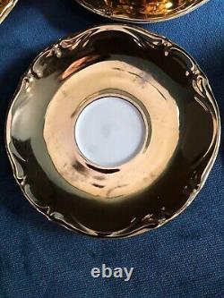 Tirschenreuth Bavaria Demitasse Set Service For 6 Gold Over Porcelain