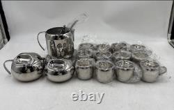 Tramontina 40pc Stainless Steel Inox Brazil Espresso Coffee Set Cups Saucers Pot