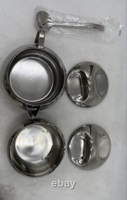 Tramontina 40pc Stainless Steel Inox Brazil Espresso Coffee Set Cups Saucers Pot