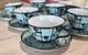 Turquoise Withsilver Inlay Demitasse Cups & Saucers Germany Antique/vintage (6)