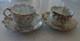 Two Antique Coalport England Teacups & Saucers Encrusted Gold Dasies