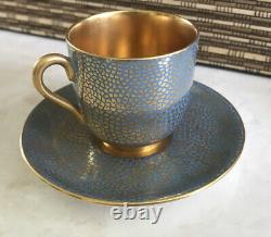 Unique Coalport Demitasse Cup Hand Painted Gold Turquoise Mosaic Shreve & Co