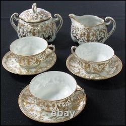 Unmarked Mintons 6 piece Demitasse Tea Set Eggshell Porcelain Gold Encrusted