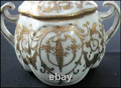 Unmarked Mintons 6 piece Demitasse Tea Set Eggshell Porcelain Gold Encrusted