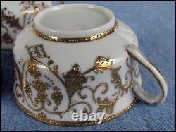 Unmarked Mintons 6 piece Demitasse Tea Set Eggshell Porcelain Gold Encrusted