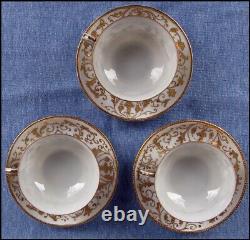 Unmarked Mintons 6 piece Demitasse Tea Set Eggshell Porcelain Gold Encrusted