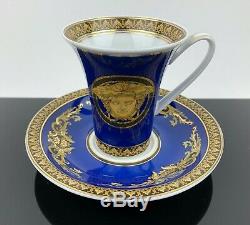 VERSACE ROSENTHAL Blue Medusa Demitasse/Espresso Cup and Saucer GORGEOUS COLORS