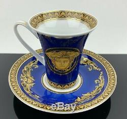 VERSACE ROSENTHAL Blue Medusa Demitasse/Espresso Cup and Saucer GORGEOUS COLORS