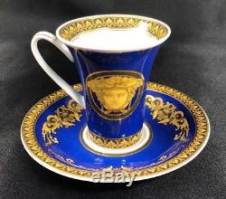 VERSACE ROSENTHAL Blue Medusa Demitasse/Espresso Cup and Saucer GORGEOUS COLORS