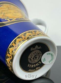 VERSACE ROSENTHAL Blue Medusa Demitasse/Espresso Cup and Saucer GORGEOUS COLORS