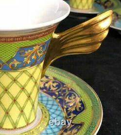 VERSACE Rosenthal Russian Dream Faberge Demitasse Espresso 4 Cups & Saucers