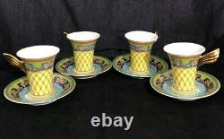 VERSACE Rosenthal Russian Dream Faberge Demitasse Espresso 4 Cups & Saucers