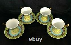 VERSACE Rosenthal Russian Dream Faberge Demitasse Espresso 4 Cups & Saucers