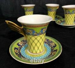 VERSACE Rosenthal Russian Dream Faberge Demitasse Espresso 4 Cups & Saucers