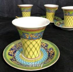 VERSACE Rosenthal Russian Dream Faberge Demitasse Espresso 4 Cups & Saucers