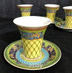 VERSACE Rosenthal Russian Dream Faberge Demitasse Espresso 4 Cups & Saucers