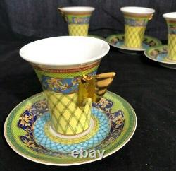 VERSACE Rosenthal Russian Dream Faberge Demitasse Espresso 4 Cups & Saucers