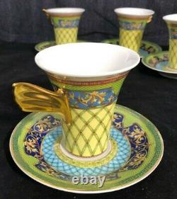 VERSACE Rosenthal Russian Dream Faberge Demitasse Espresso 4 Cups & Saucers