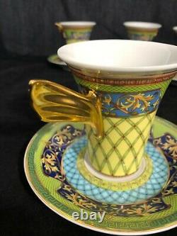 VERSACE Rosenthal Russian Dream Faberge Demitasse Espresso 4 Cups & Saucers