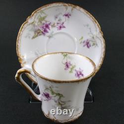 VIOLETS 4 CUPS & SAUCERS Demitasse, Cocoa antique HAVILAND Schleiger 148b