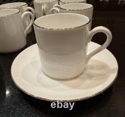 VTG 12 piece Wedgwood Bone China 6 Demitasse Cups & 6 Saucers White with gold rim