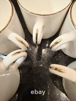 VTG 12 piece Wedgwood Bone China 6 Demitasse Cups & 6 Saucers White with gold rim